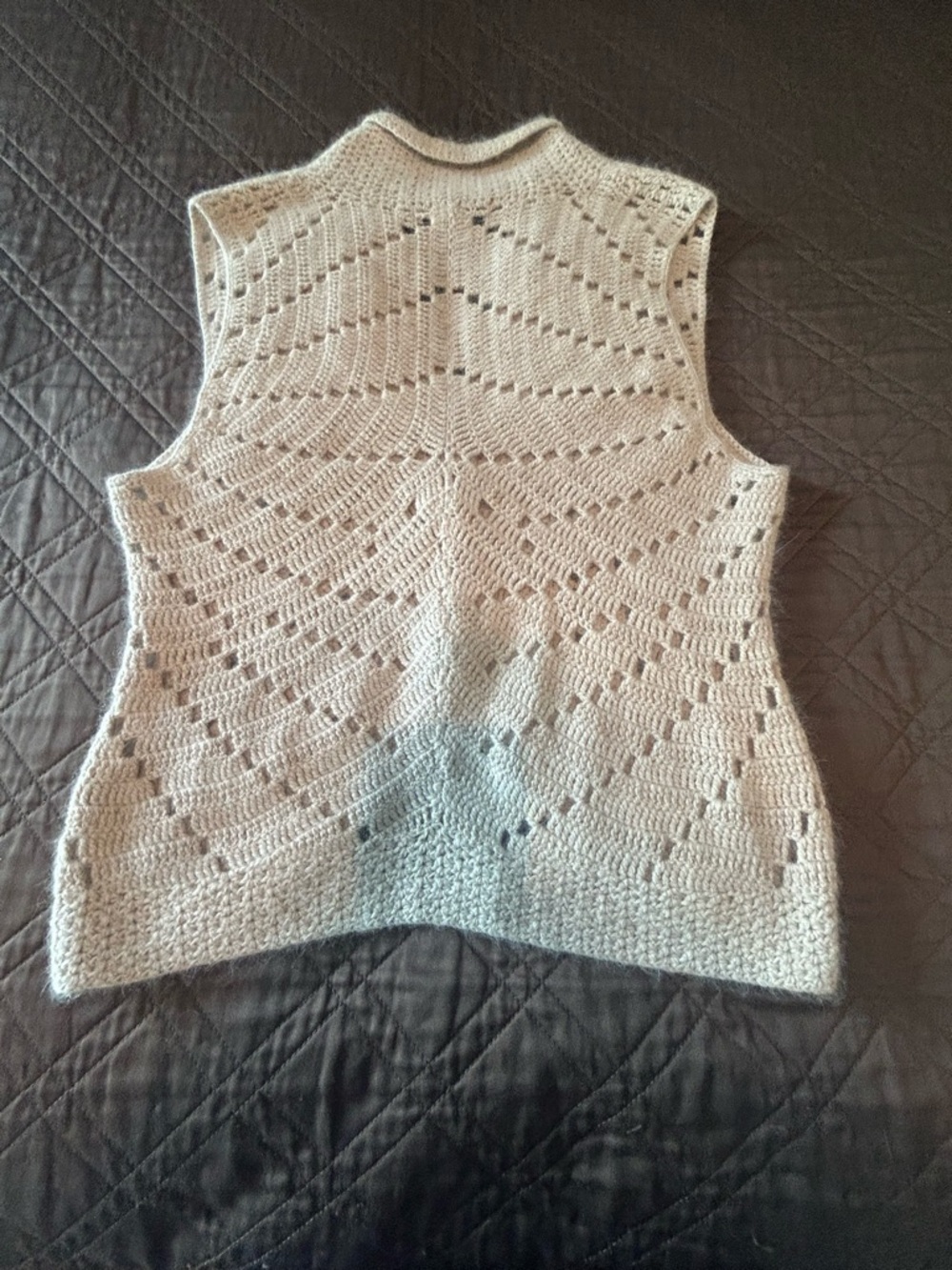 CAbi Cream Openwork Knit Button Front Vest - Picture 2 of 6